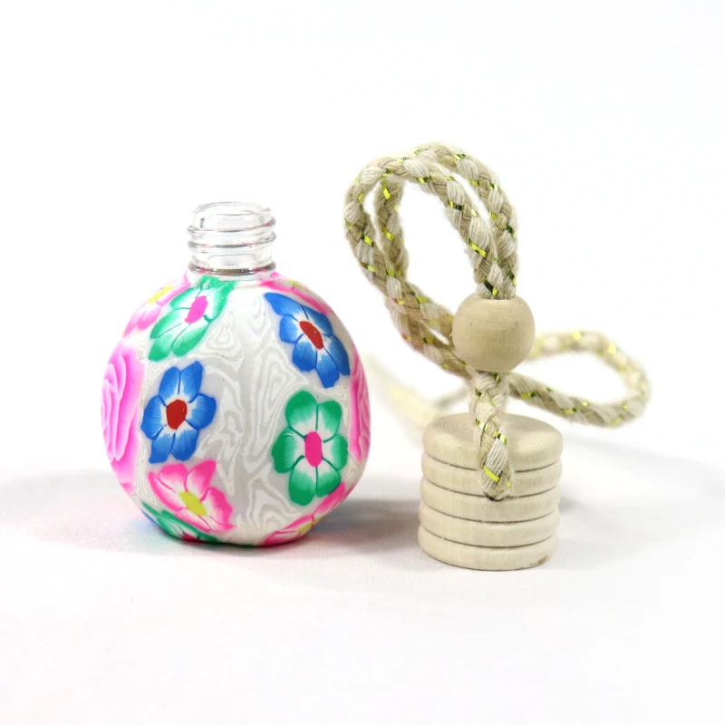 8ml 10ml Colored Polymer Clay Car Essential Oil Bottle Air Freshener Bottle Soft Ceramics Car Perfume Diffuser Hanging Bottle