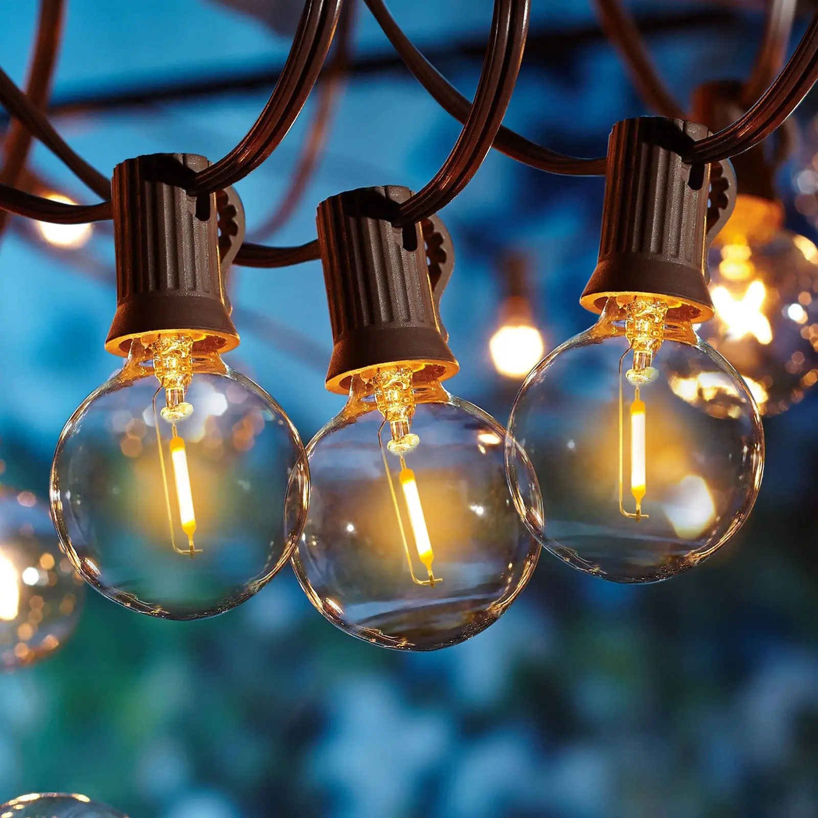 Наружные гирлянды в сети 41 фут G40 30 + 3 пластиковых лампочки Водонепроницаемые Круглые лампы для внутреннего сада дома Рождества свадьбы