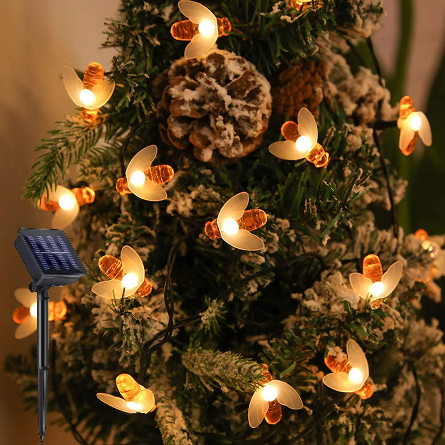 Best Selling 30 LED Solar Outdoor Waterproof Honey Bees Decor for Garden Xmas Decorations String Light