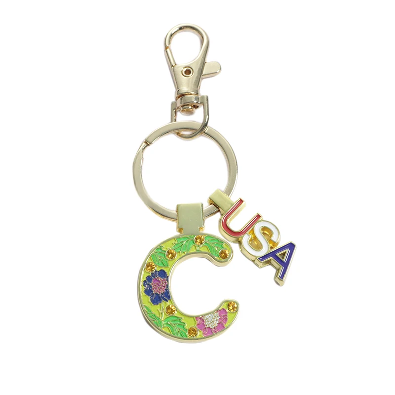 Custom Logo 3d A-z Alphabet Letter Keychains Colorful Personalized Metal Keyring Initial Key Holder Letter Custom Zinc Alloy