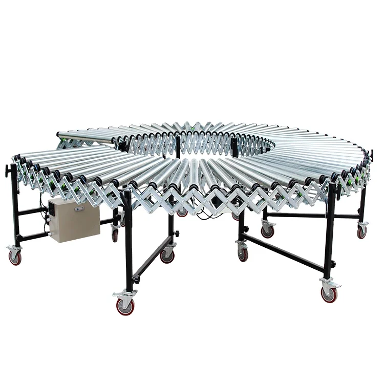 Motorized Warehouse Expandable Telescopic Roller Conveyor in Container