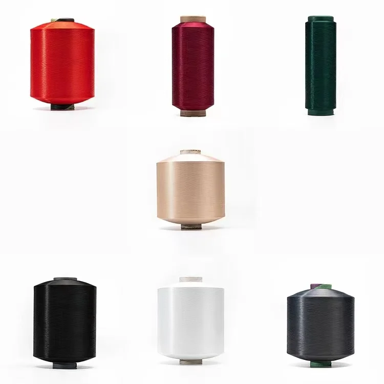 
100% polyester high tenacity imitation nylon covered yarn 100D36F black polyester DTY stretch yarn 