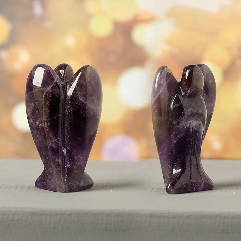 1.5inch angel jade crystal carving ornaments amethyst semi-precious stone carving crystal crafts jewelry home office ornaments