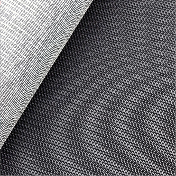 Black PVC leather honeycomb small hexagonal concave anti-slip leather for automotive interior cushion