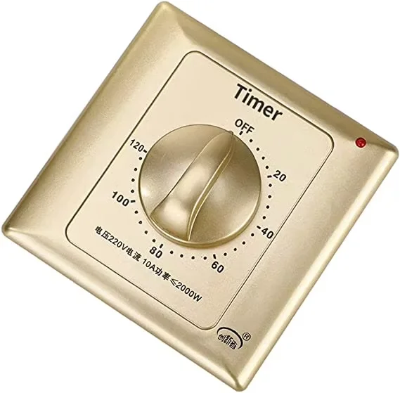 CXZTCL 30 min Gold Mechanical Timing Switch Energy saving spring loaded countdown timer for lamp, pump in wall type electromecha