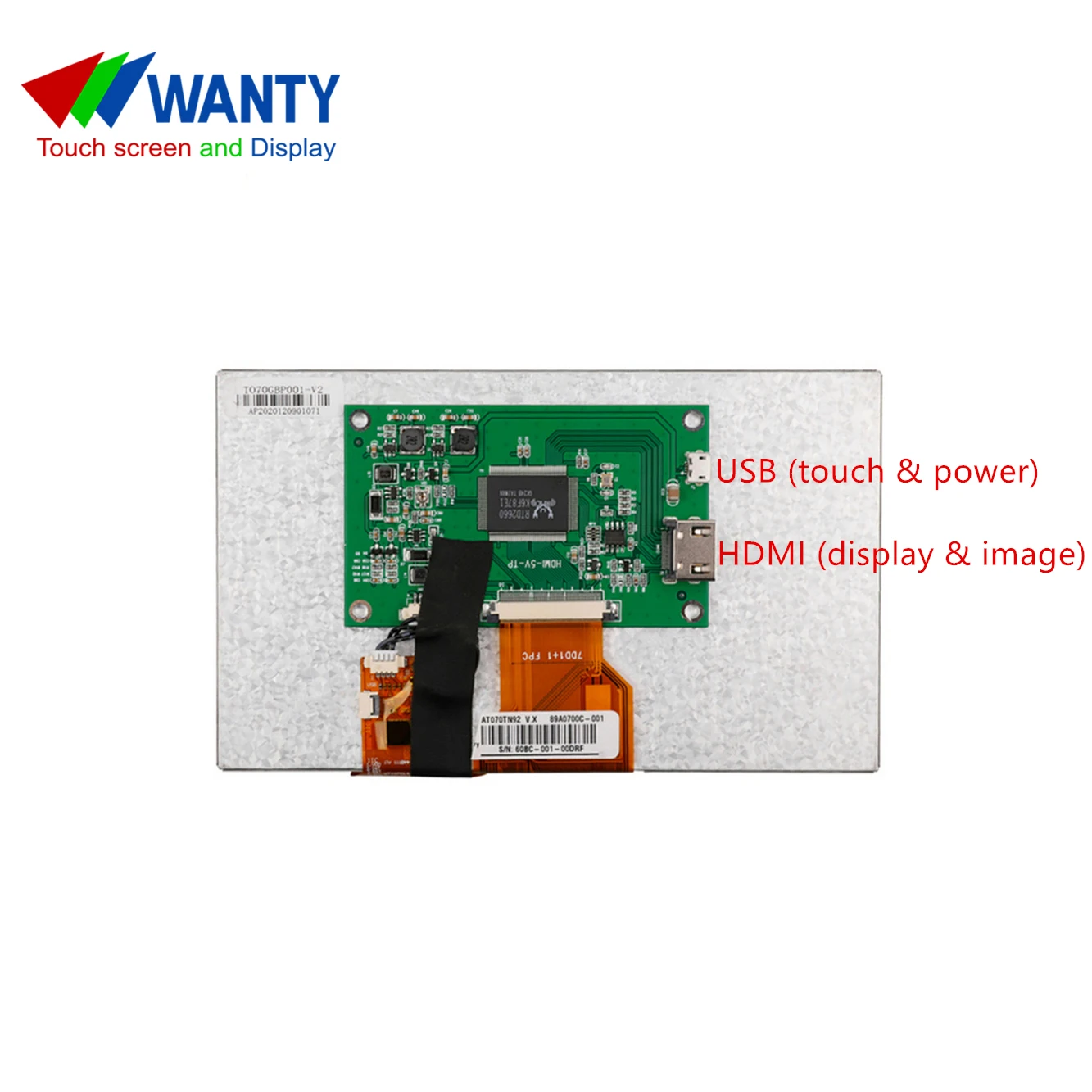 450 Nits  7 Inch Capacitive Touch Panel 800*480 TFT LCD HD-MI USB Touch Screen Display