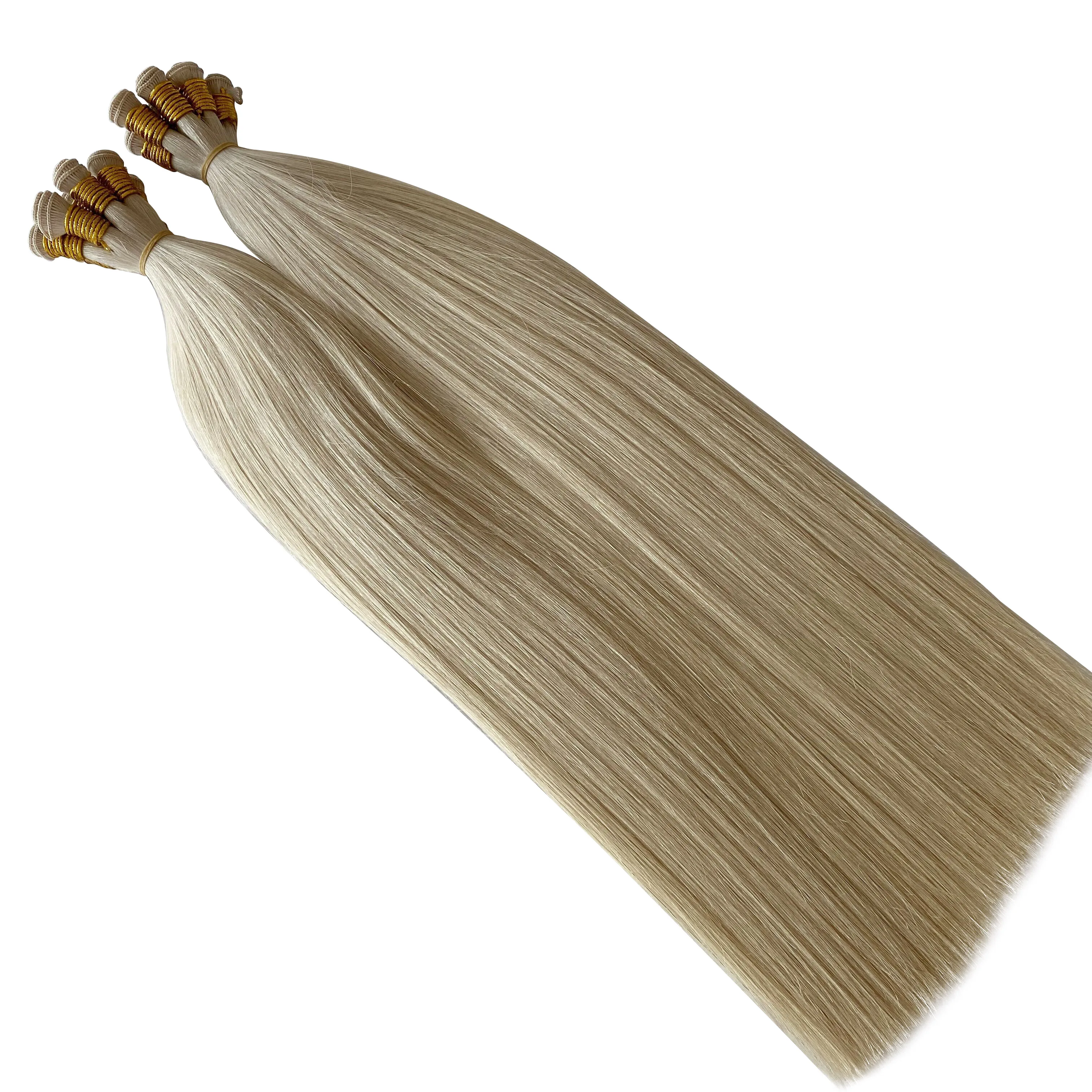
White Blonde Color Fast Delivery Remy Handtied Weft Hair Extensions 