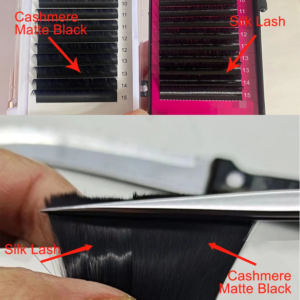 Abonnie Faux Mink Pbt Fiber Individual Eyelash Extensions Dark Matte Cashmere Lash Trays Dark Lash Extensions