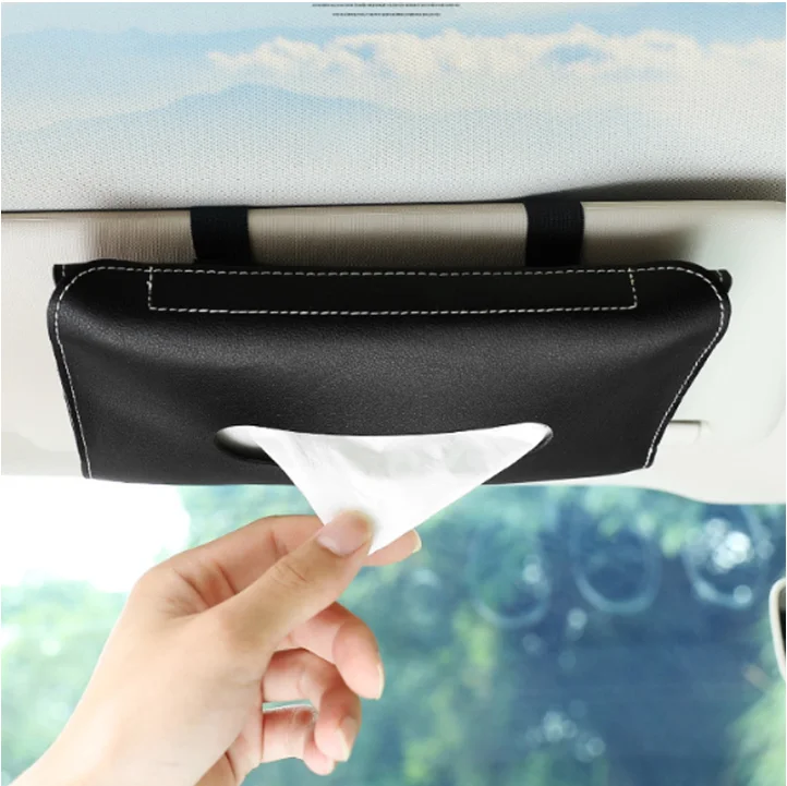 YY Car Sun Visor Tissue Box Leather Car Dashboard Armrest Box Tissue Box Tissue Holder Car Accessories Interior