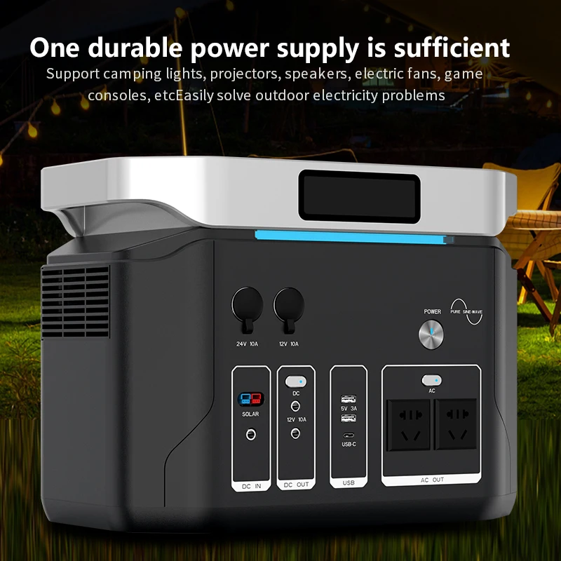 1000W 1200W 1500W Home Energy Storage Outdoor Emergency Energy Storage Power Portable with Rechargeable Lighting