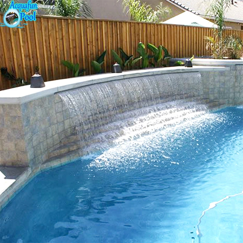 Wall mounted water-blade cascade colorful led light decoration swimming pool water curtain waterfall