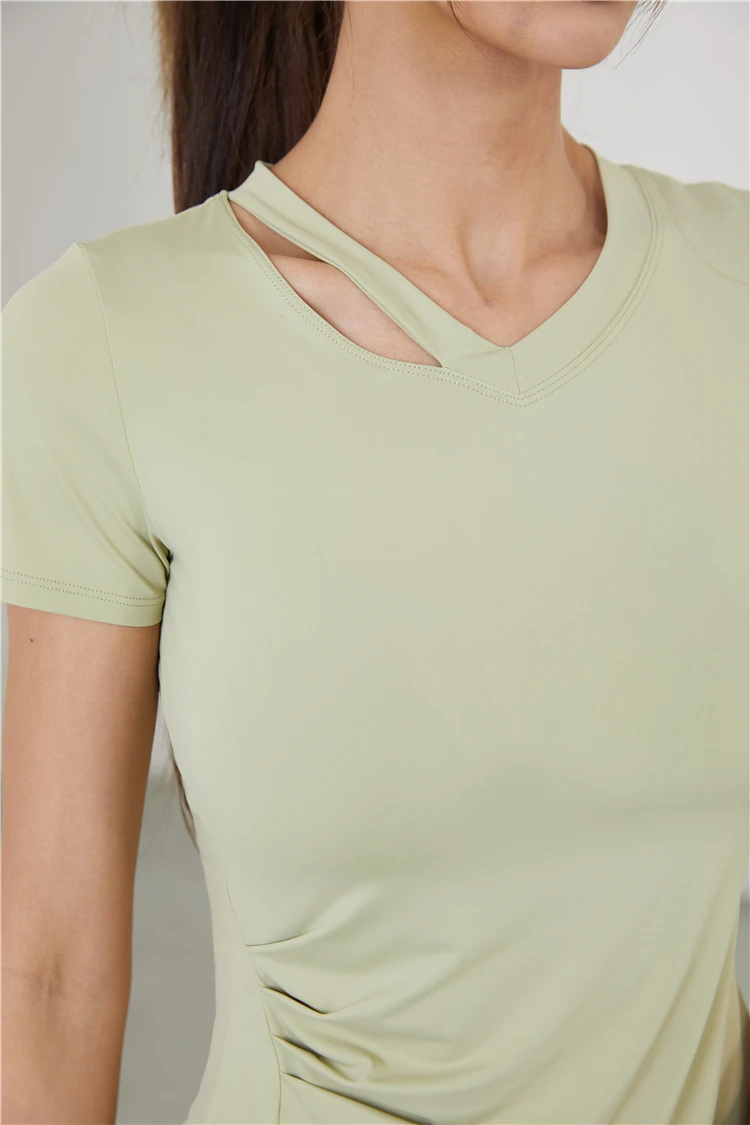 Wholesale High Quality Super Stretchy Solid Colour Short Sleeve Yoga Shirt Tops Custom Exercise Clothing Training Gym Shirts