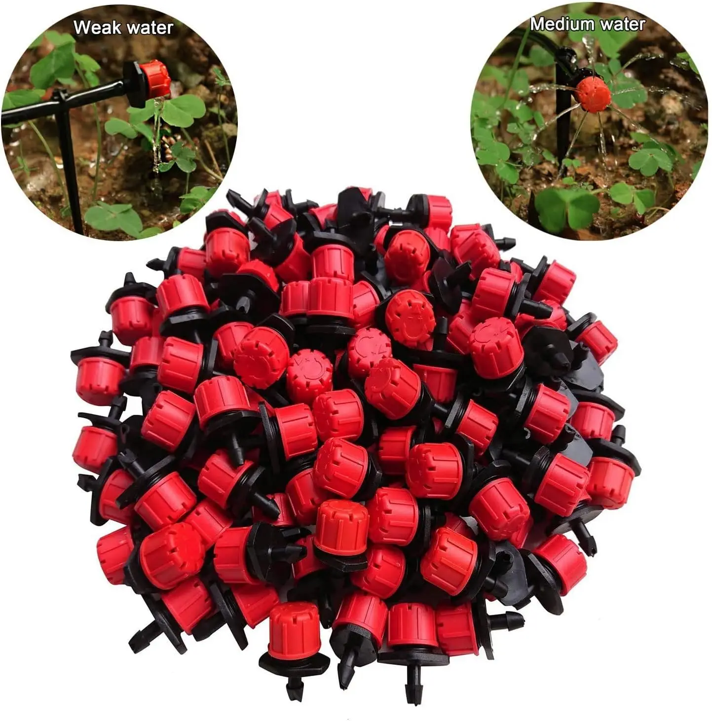 Adjustable Irrigation drippers Sprinklers 1/4 Inch Emitter Dripper Micro Drip Irrigation Sprinklers for Watering System, Red