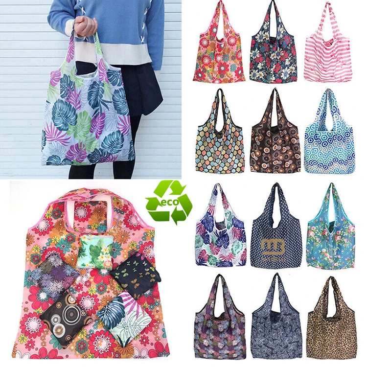 Eco-friendly Fashion Polyester Shopping Tote Bag Nylon Reusable Foldable Oxford Tote Bag Custom Printed Nylon Bags For Packaging