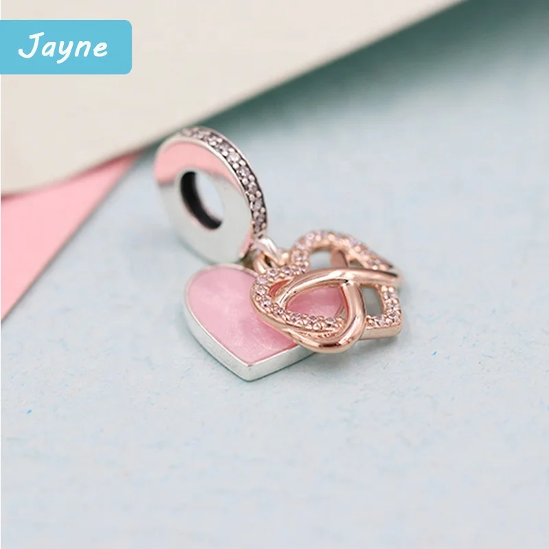 Thailand Factory Customized Logo 2022 New 925 Sterling Silver Sparkling Infinity Heart Dangle Charm Jewelry for Girlfriend