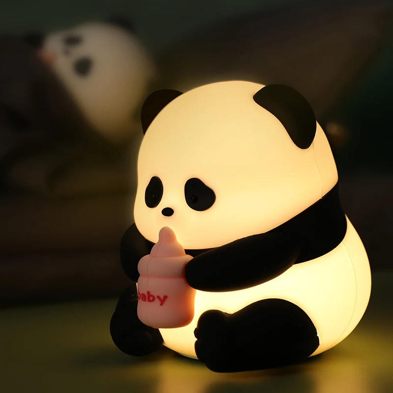 New design wholesale hot sale led rgb light silicon multicolor silicone night light lamp panda