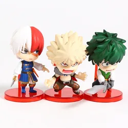 7cm Anime My Hero Academia Izuku Midoriya Katsuki Bakugou Shoto Todoroki Q Version Figure Dolls Model Toys 3pcs/set