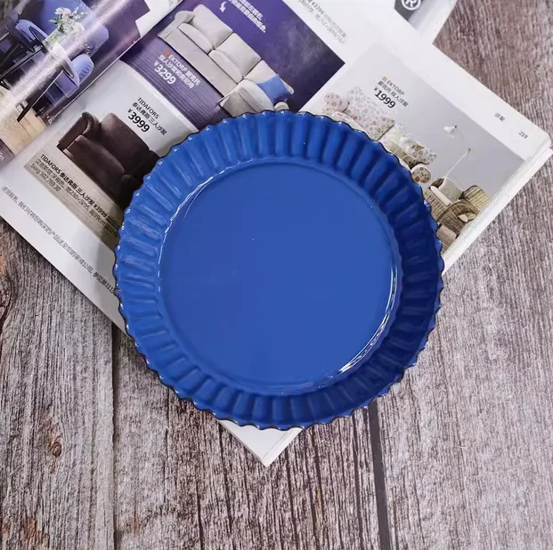 Dia 12 cm Enamel Steel Plate Ice Cream Cold Plate Serving Dish customized available enamel cake plate