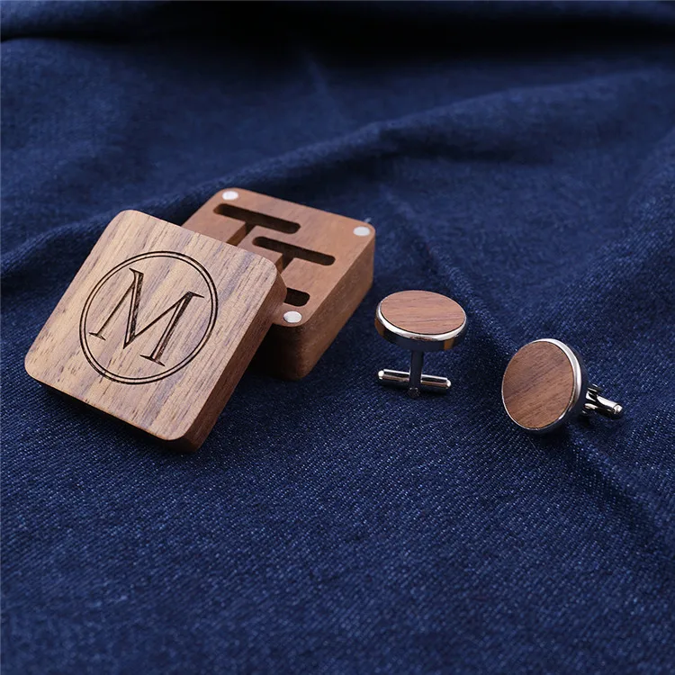 
High Fashion Christmas Gifts Cufflinks For Mens Shirts Wooden Box Package Wooden Cufflinks 