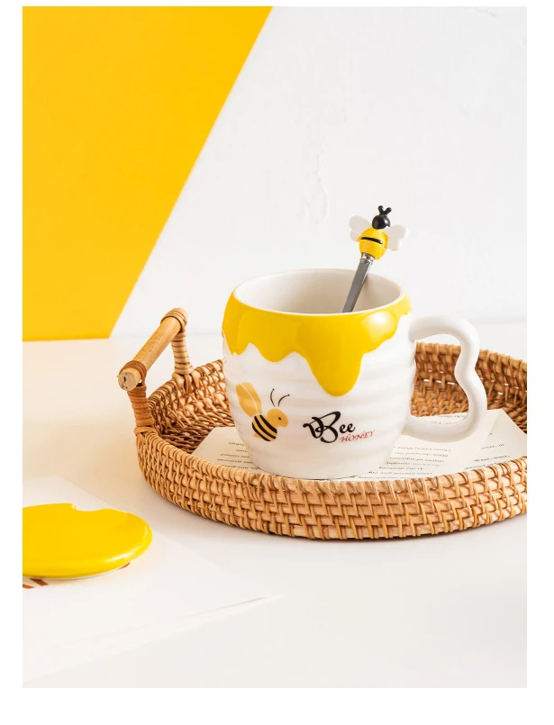  Creative cartoon cute bee jar shape office home ceramic mug with
