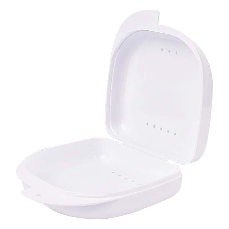 Retainer Case With Vent Holes and Hinged Lid Snaps Mouth Guard Case Orthodontic Dental Retainer Box Denture Storage Container