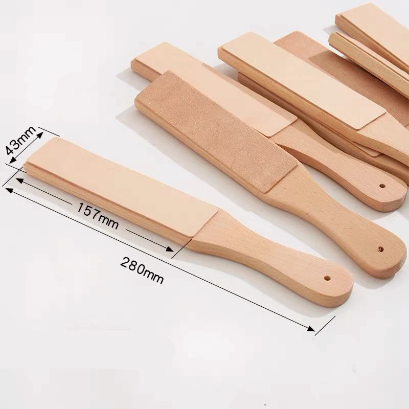 Leather craft Knife Sharpener Polishing Tool Wooden Handle Leather Sharpening Tools Strop Handmade Razors Polishing Board