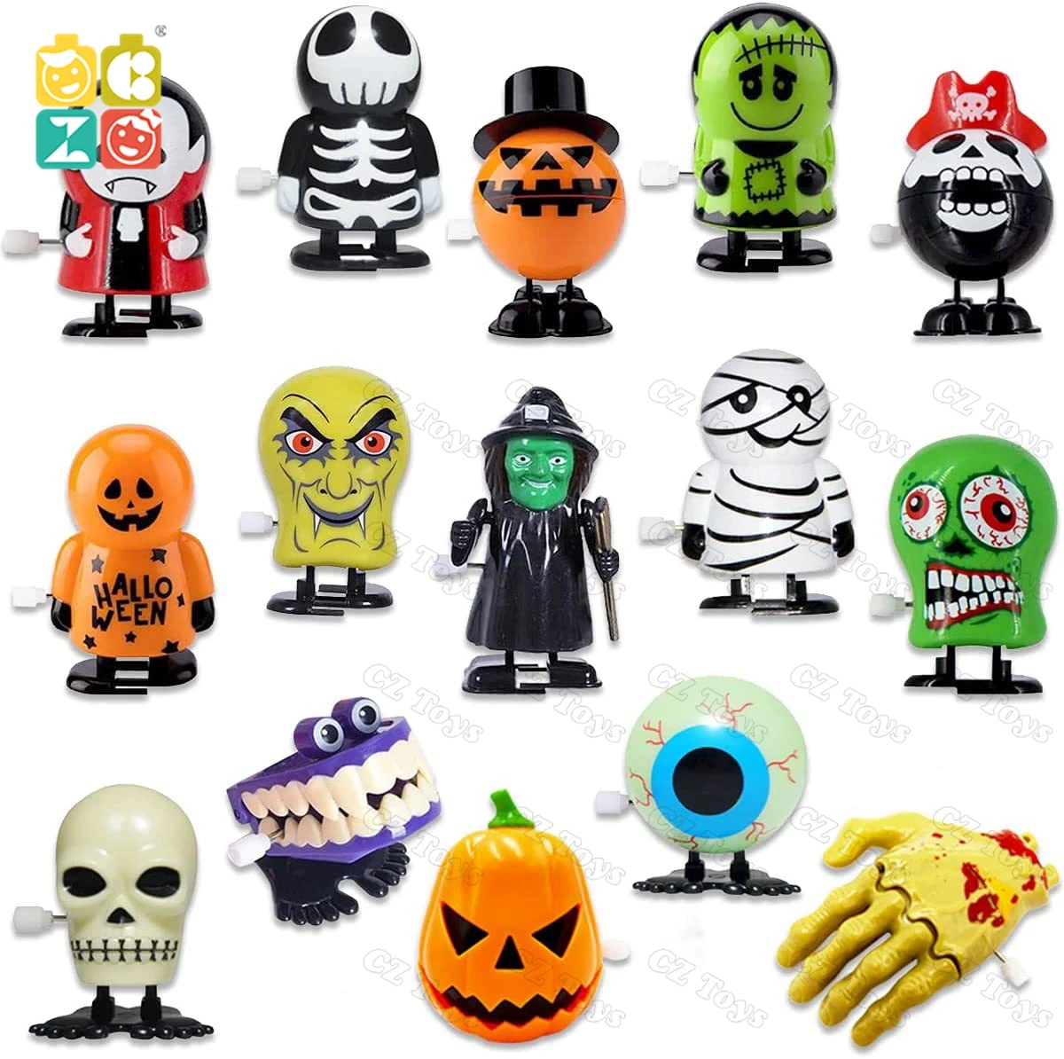 Amazons Hot Sale Halloween Small Gift Toys Halloween Windup Toys Cartoon Wind-up Ghost Rotating and Walking Clockwork Toys