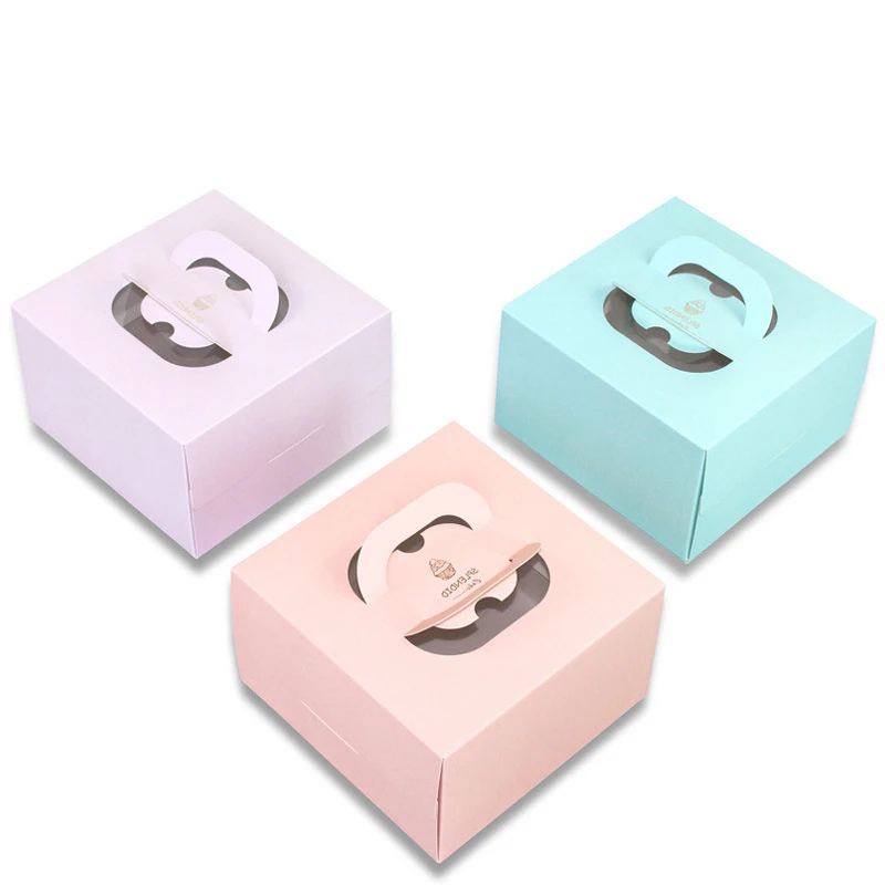 Cake packaging paper custom 6 inch 8 inch 14 inch bronzing printing graphic LOGO white card paper cake box