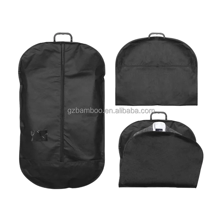 Customized Logo Non Woven Black Personalized Gusset Garment Suit Bag with Zip-lock Dust-proof Clothing Cover Dust Cover Bag