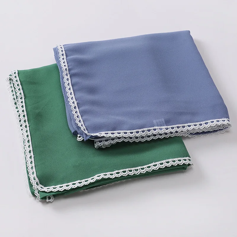 Shopee Hot Selling Malaysia Tooth Lace Edge Scarf Plain Korean Chiffon Crochet Shawl Hijab Tudung