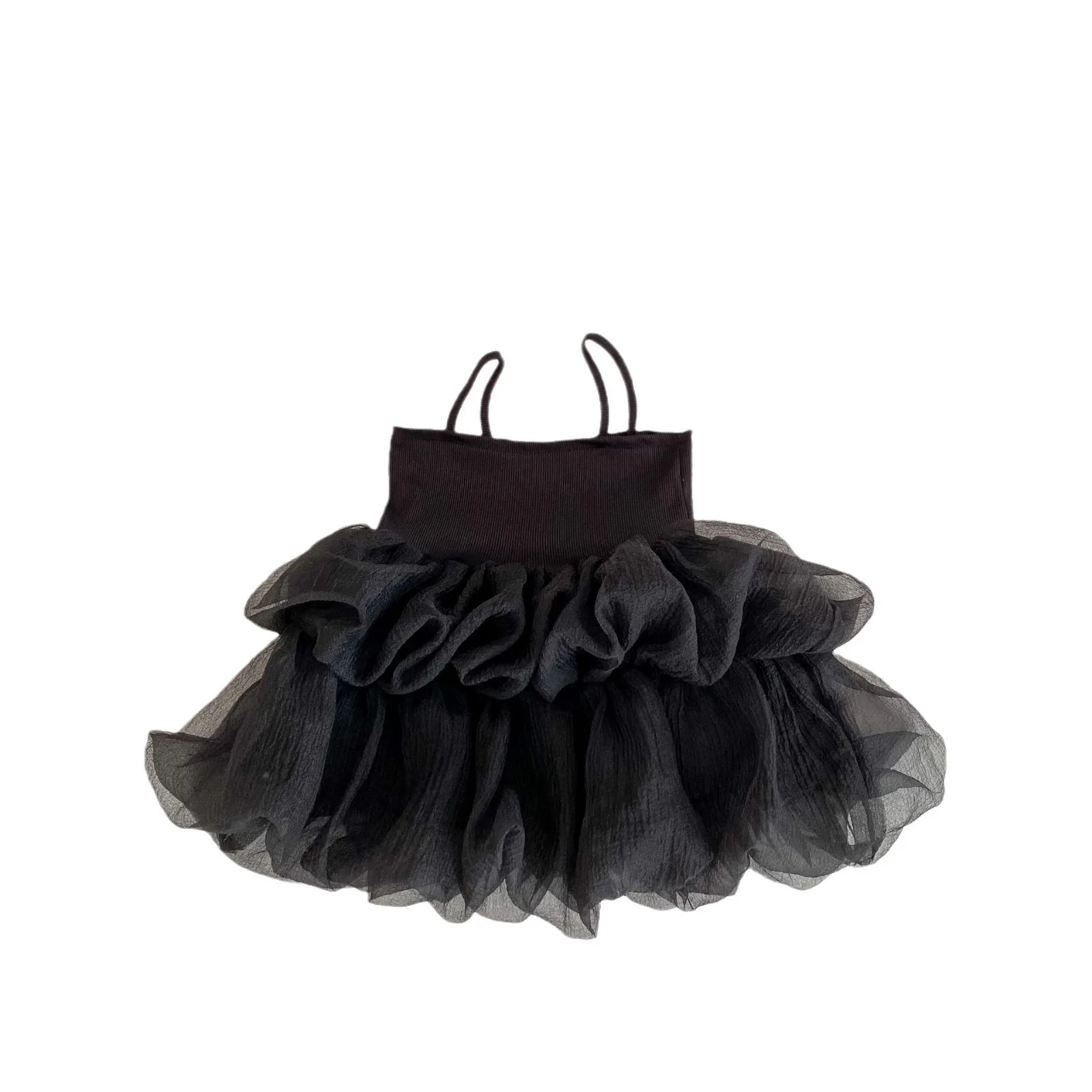 Panic Buying Children Clothes Summer Party Dress Solid Color Suspender Puffy Dress