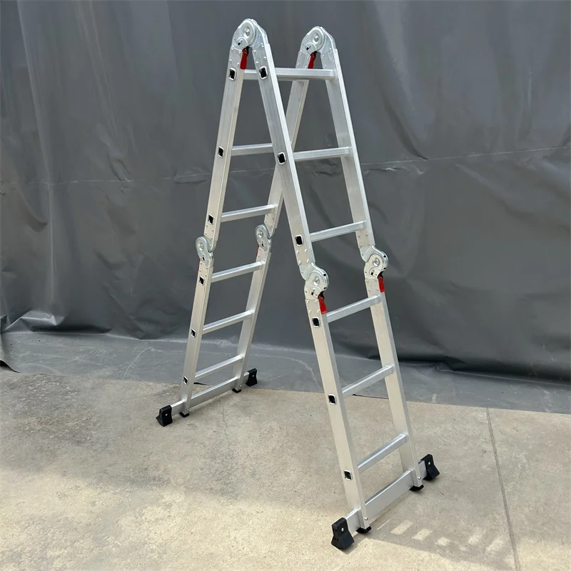 16 Step Aluminum Multipurpose Foldable Ladder with 4*3 4*4 4*5 4*6 Steps and Big Hinges
