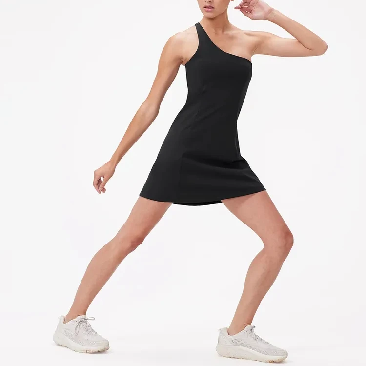 Custom One Shoulder Fashion Ladies Tennis Wear Design Fitness Sexy Polyester Women Tennis Dress