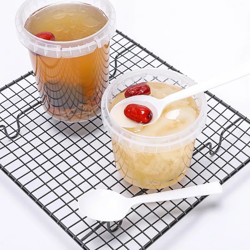 Custom Label High Quality Plastic Frozen Yogurt Cup Ice Cream Container with Plastic Spoon Lid