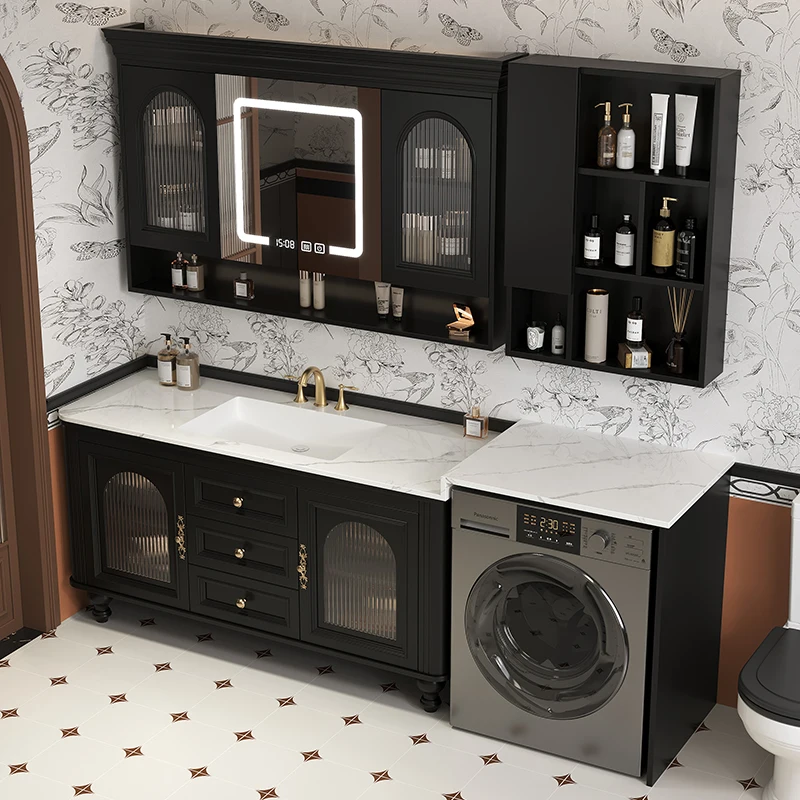 Modern Retro French Balcony Rock Plate Customizable Lacquer One Bathroom Cabinet Combination Toilet Wash Table Washbasin Washing