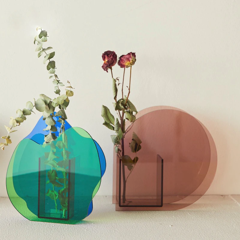 Hot Sale Colorful Crystal Acrylic Flower Vase For Home Decor