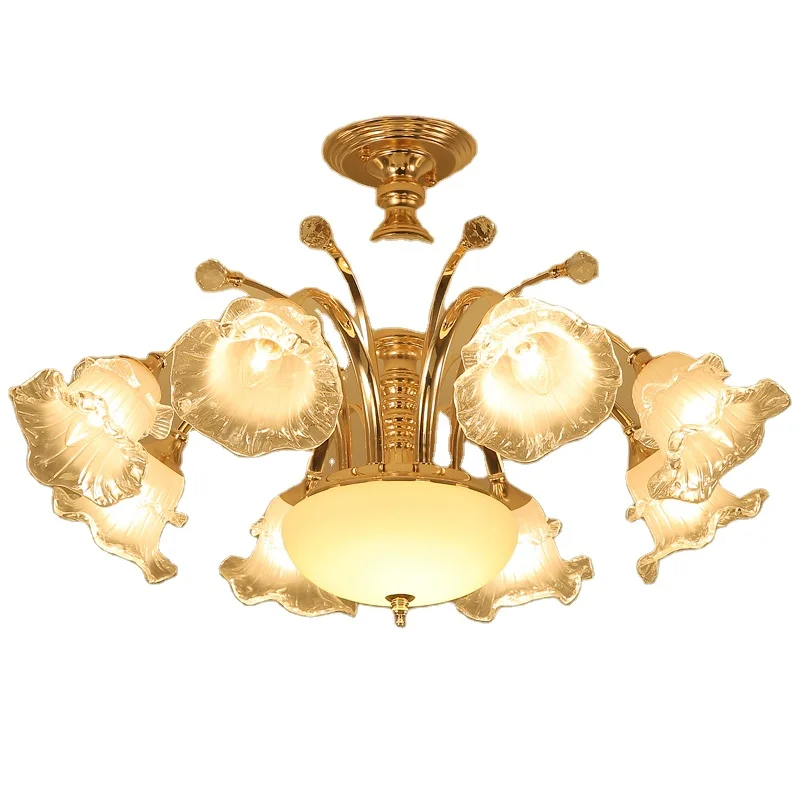 Dropshipping ZhongShan Factory China Beautiful Design Flower-Shape Glass Lampshade K9 Crystal Chandelier