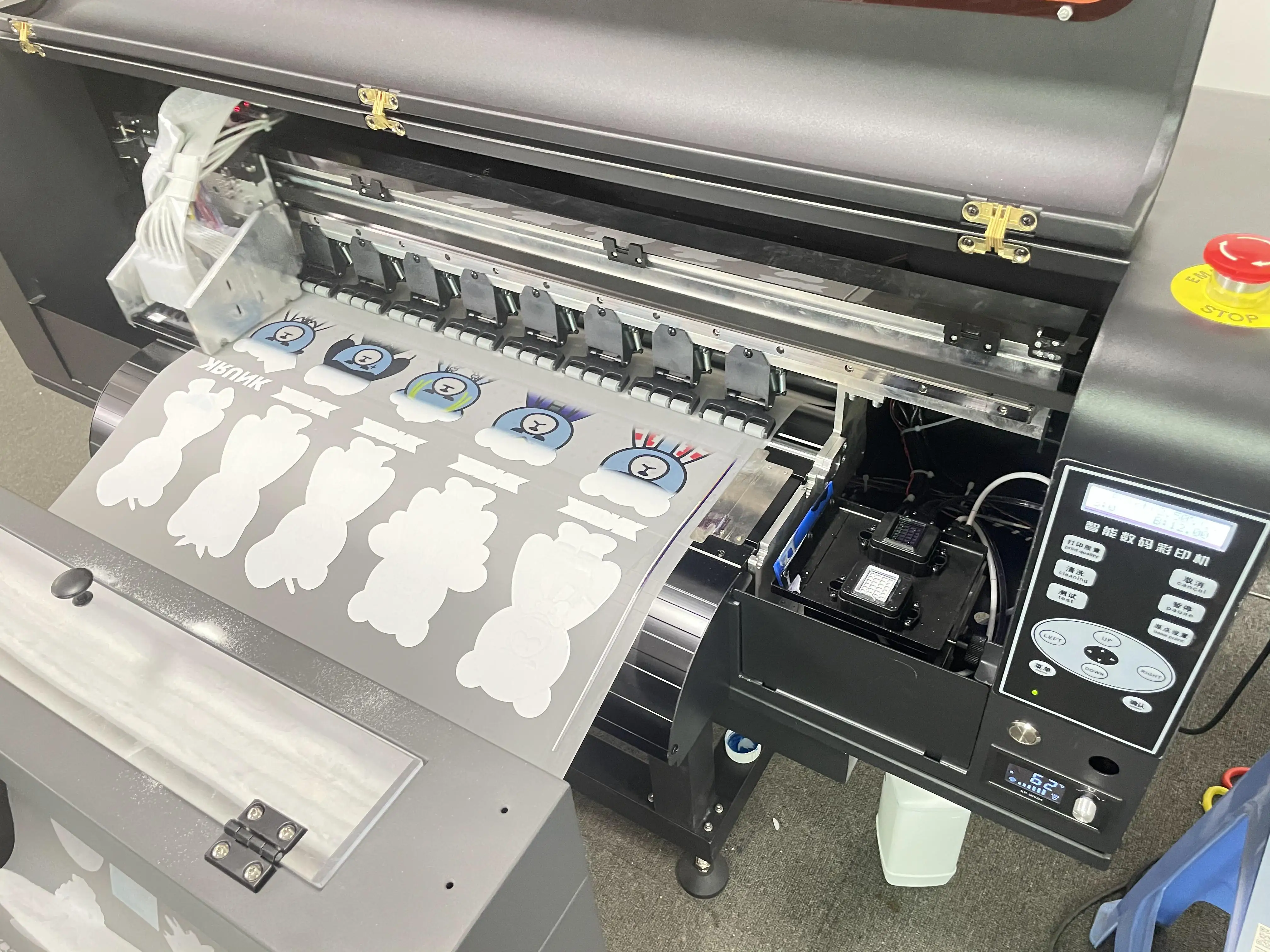 DTF printer dual XP600 head with feeding system ICC color management print CMYK+W 5 colors 60cm printing machine