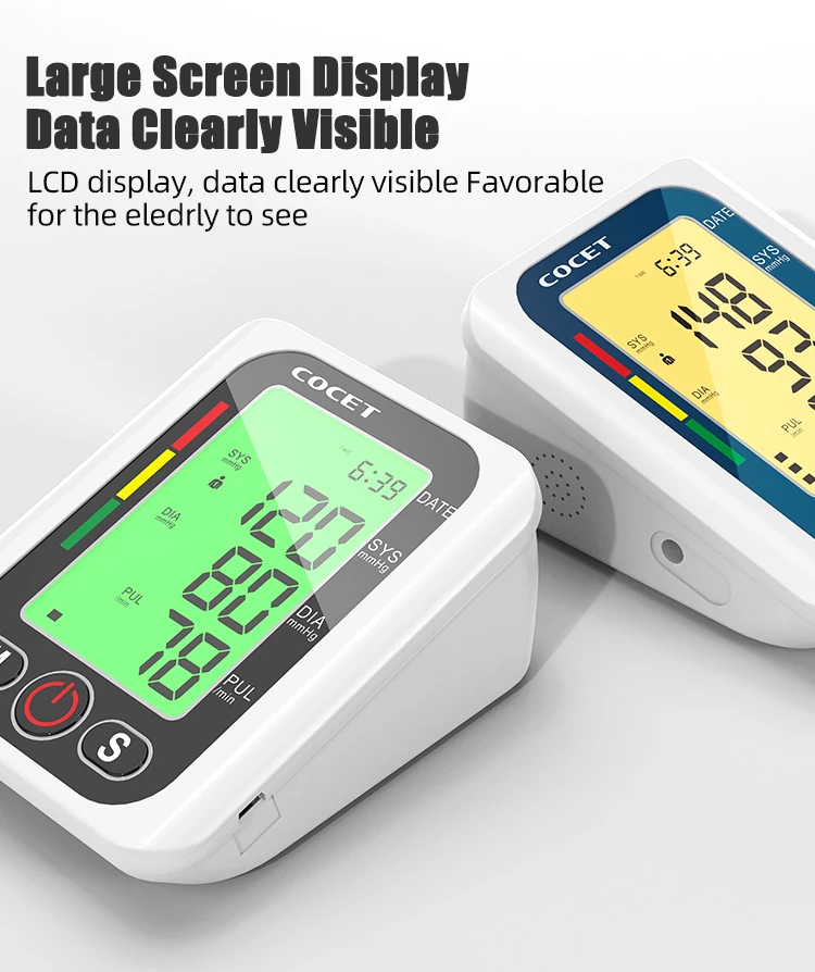 Portable Backlight Large LCD BP Machine Digital Upper Arm Medical Electric Sphygmomanometer Blood Pressure Monitor