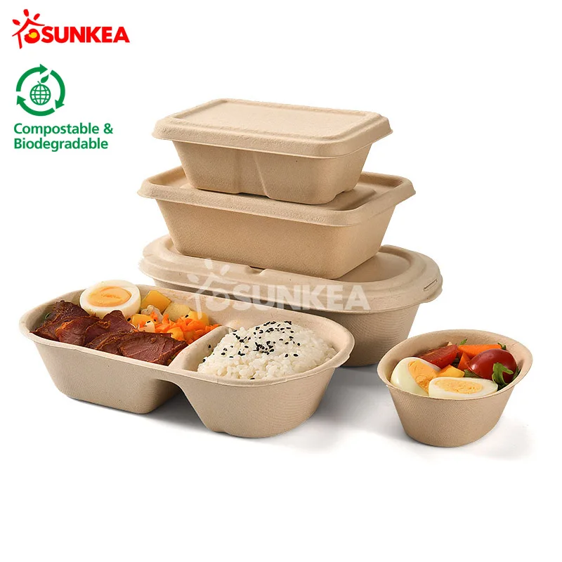 100% biodegradable compostable bamboo fiber pulp food container