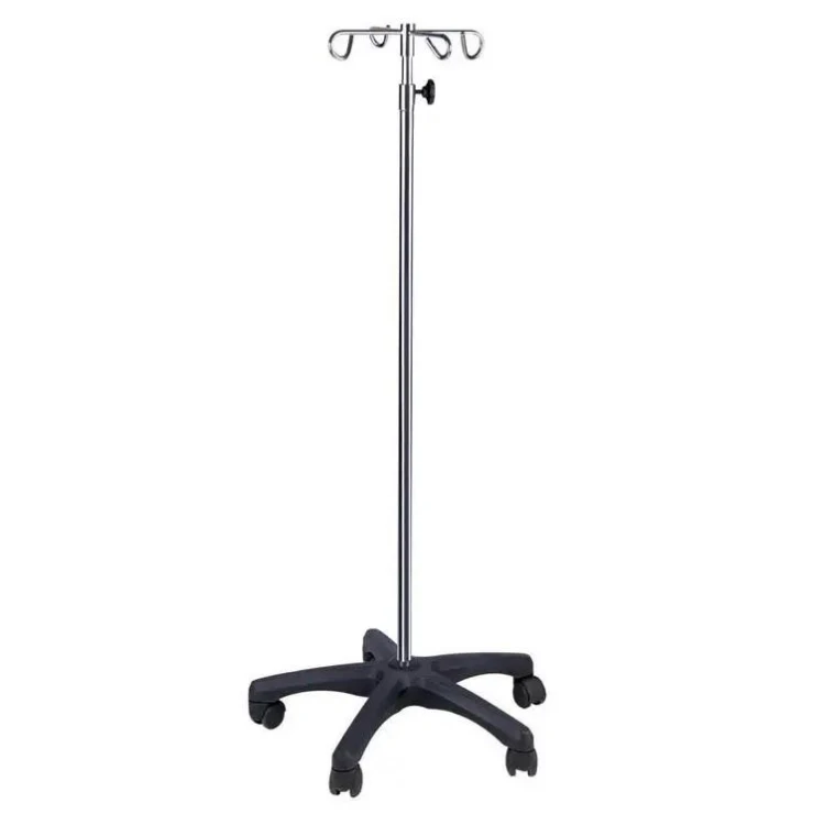 Bliss Medical Hospital Plastic Base 5 Legs 4 Hook Mobile Stainless Steel Infusion Stand IV Pole Drip Stand Pole