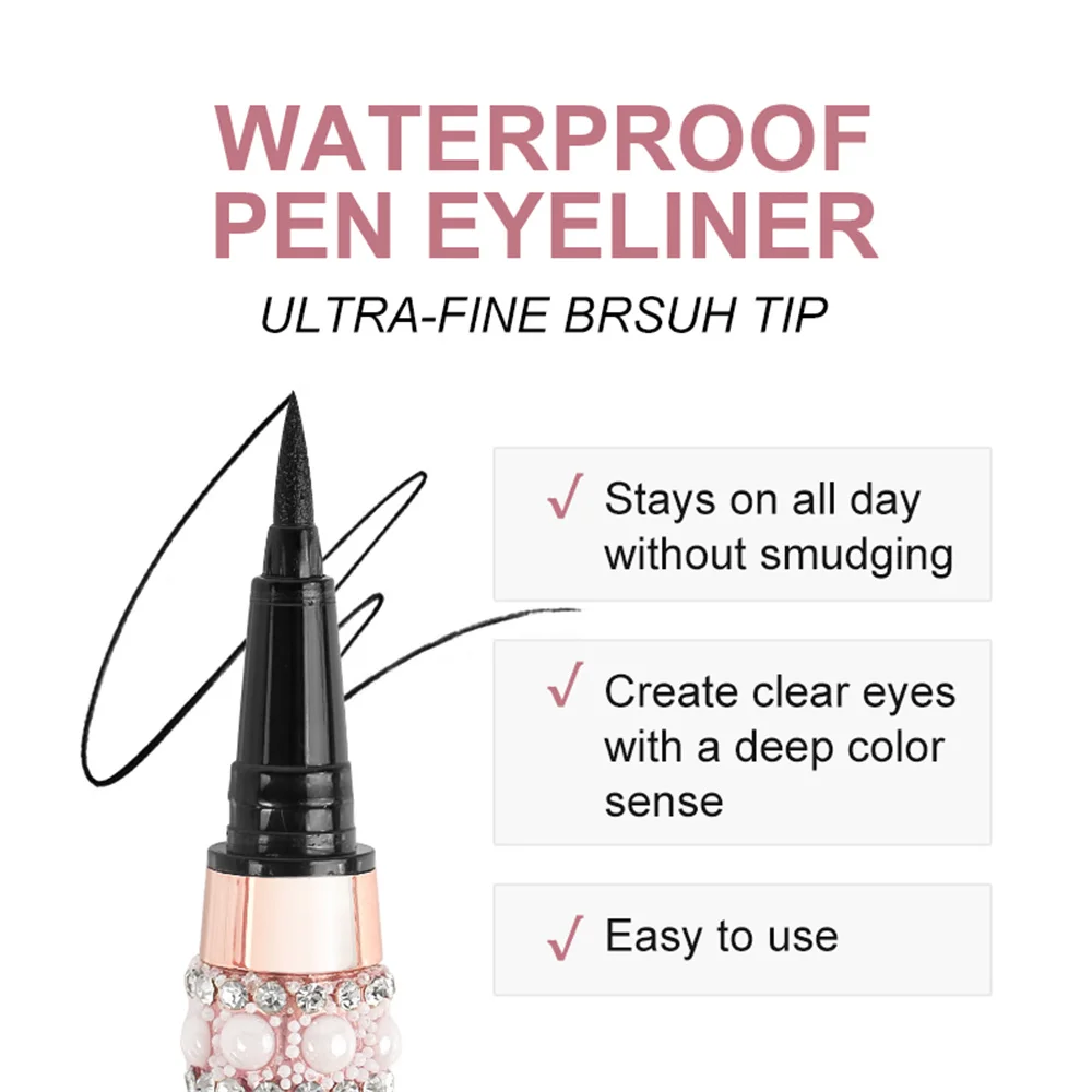 Custom Private Label Waterproof Water Activated Eyeliner Pen Wholesale Quick Dry Long Lasting Vegan Black Liquid Eyeliner