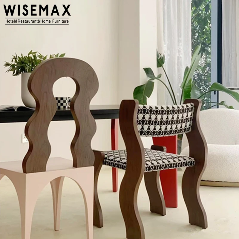 WISEMAX мебель Франция ресторанная легкая Роскошная фанерная волнистая спинка обеденный стул плоское и круглое сиденье