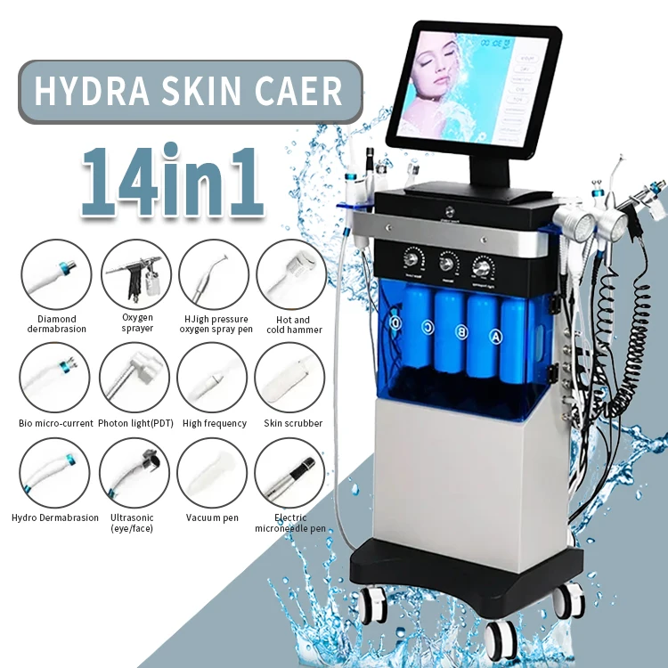 2024 14 in 1 Microdermabrasion facials Aqua Hydra Hydro Hidra Peel facial 6/7/9/10/12/13/14 En 1 Facial Machine