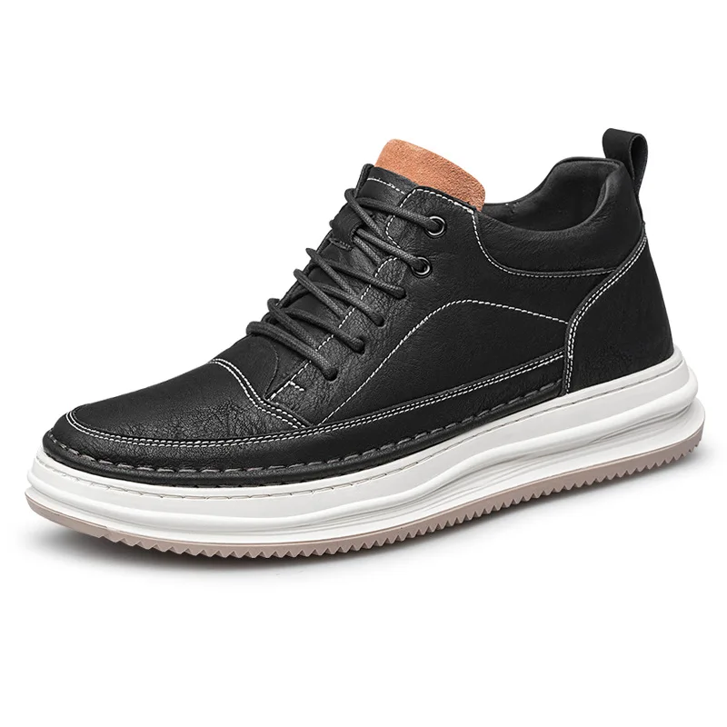 High quality wholesale elevator door shoes 8cm for men casual leather sneaker height increasing brand cheap hot sale
