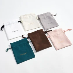 Custom Logo Multifunction Drawstring Velvet Suede Jewelry Bag Packaging Jewelry Pouch with Box