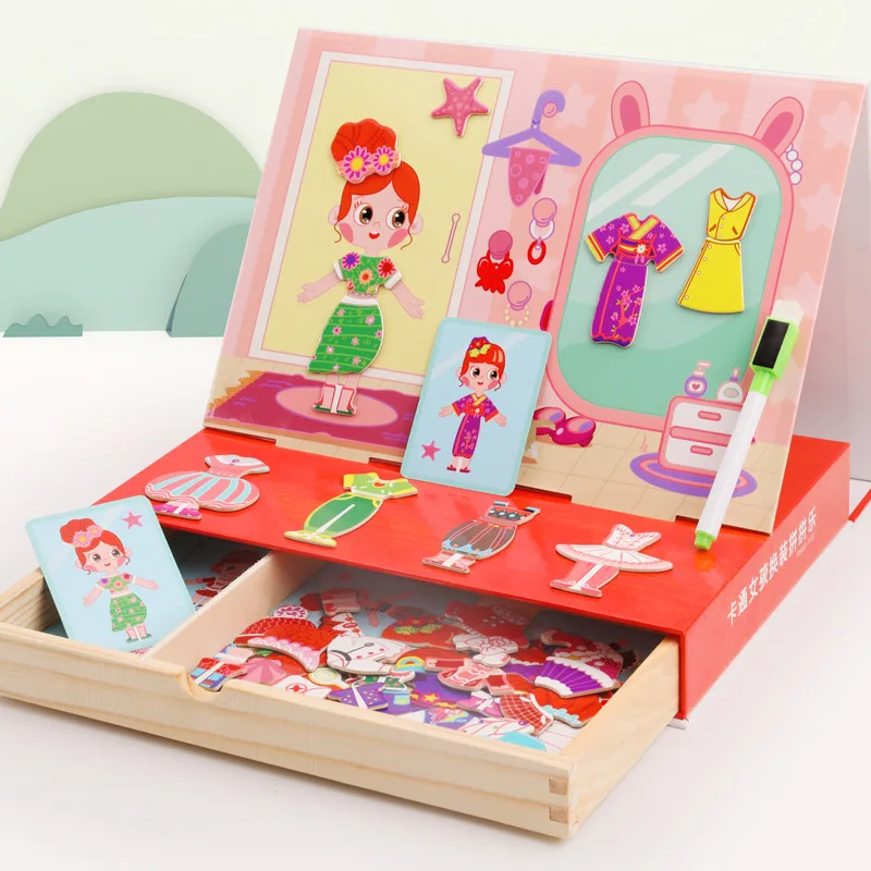 Pretend Play Set Educational Montessori Magnetic Dress-up Dolls Puzzle Games for Kids