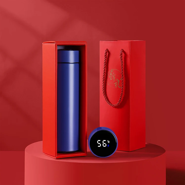 Double Wall Stainless Steel Led Temperature Display Vacuum Smart Coffee Water Bottle Gift Box with Custom Logo