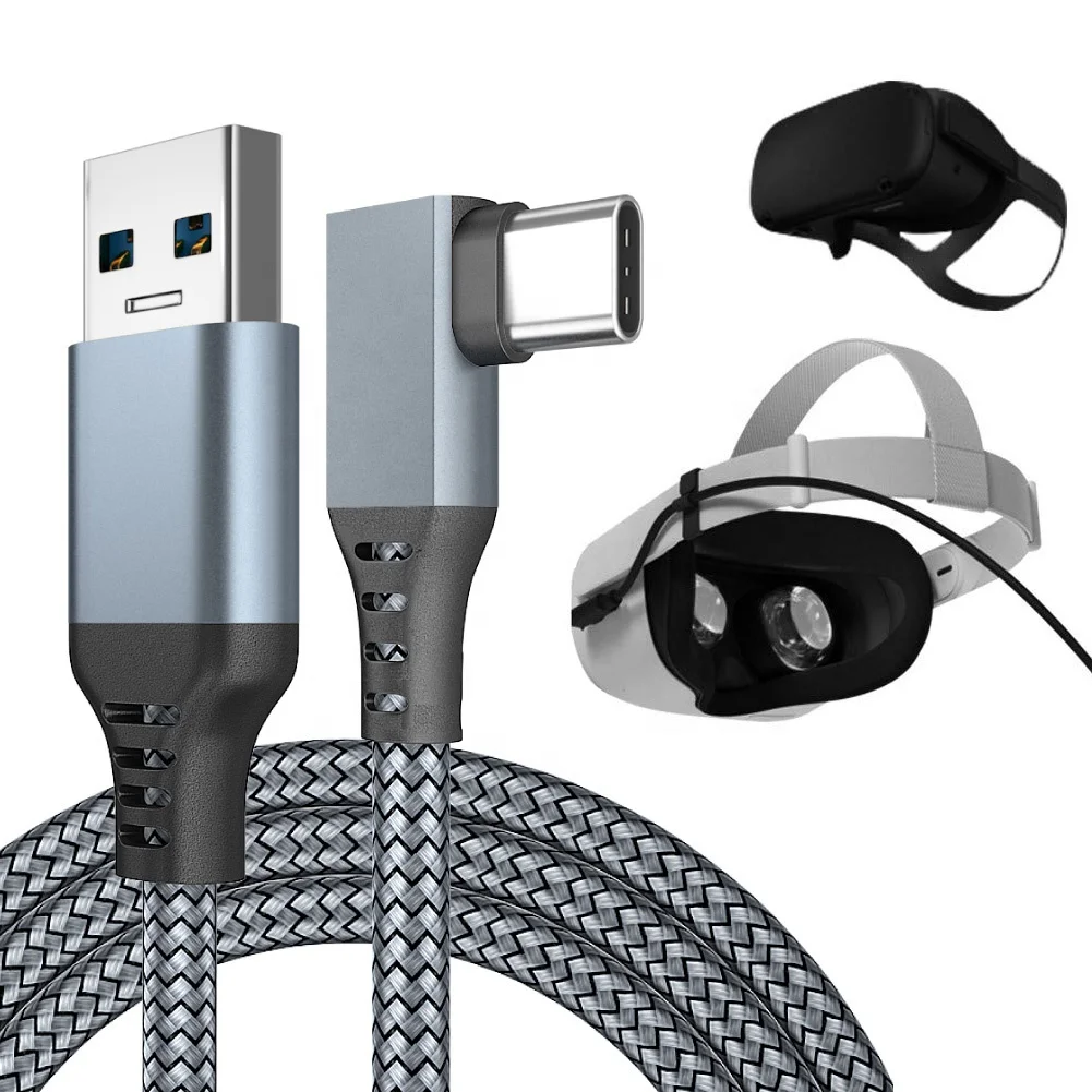Fast Charging 3a Cable 5m Right Angle Usb 3.1 Gen1 Type C nylon braid data Cable For Vr Oculus Quest 2 Link Headset Cable