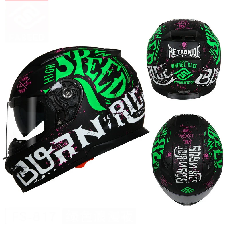 Высококачественные шлемы Faseed FS817 из АБС-пластика, шлемы ECE monster, мотоциклетные шлемы на все лицо с двойными линзами, противотуманные шлемы для мотоциклов и скутеров
